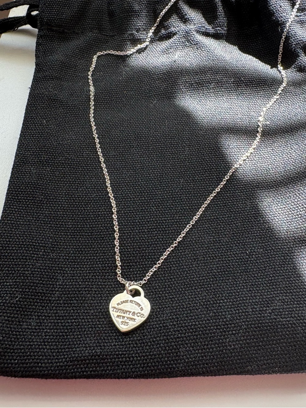 AUTHENTIC Tiffany & Co. Sterling Silver Heart Tag Pendant Necklace